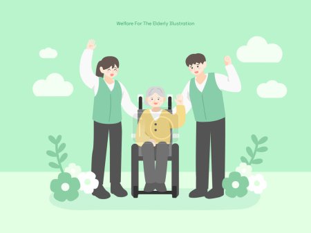 Glückliche Senioren Krankenversicherung Illustration 