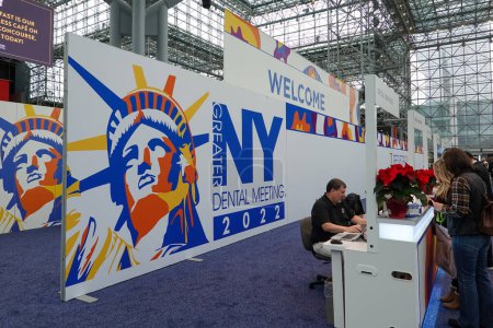 Photo for NEW YORK - NOVEMBER 27, 2022: Registration area at the Greater NY Dental Meeting at Jacob Javits Convention Center. The Greater New York Dental Meeting is the largest, most prestigious annual Dental Meeting in the nation - Royalty Free Image
