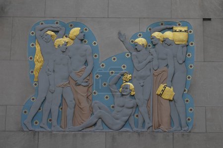 Photo for "The Joy of Life" relief by Attilio Piccirilli at 1 Rockefeller Center, NYC - Royalty Free Image