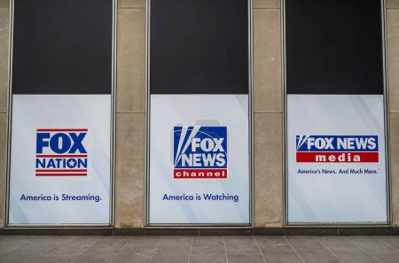 Photo for NEW YORK - MAY 4 , 2023: Fox News Channel at the News Corporation headquarters building in New York City. Fox Corporation is a publicly traded American multinational mass media company operated and controlled by media mogul Rupert Murdoch - Royalty Free Image