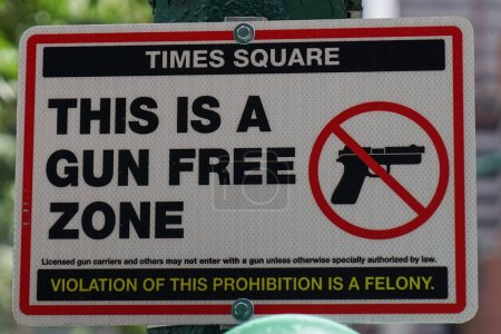 Photo for Times Square Gun Free Zone sign in New York - Royalty Free Image