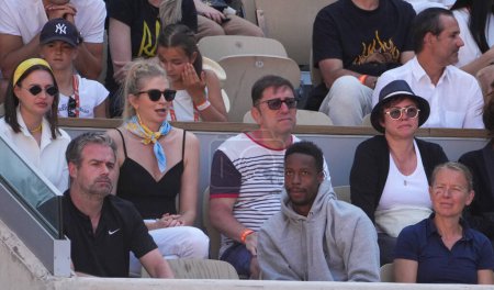 Photo for PARIS, FRANCE - JUNE 4, 2023: Elina Svitolina's team and her husband Gael Monfils attend women's singles fourth round match against Daria Kasatkina of Russia at 2023 Roland Garros in Paris, France - Royalty Free Image