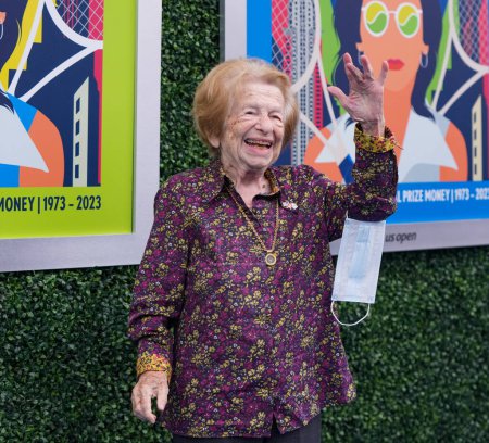 Photo for NEW YORK - AUGUST 28, 2023: Sex therapist, media personality, and author Dr. Ruth Westheimer on the blue carpet before 2023 US Open opening night ceremony at USTA National Tennis Center in New York - Royalty Free Image