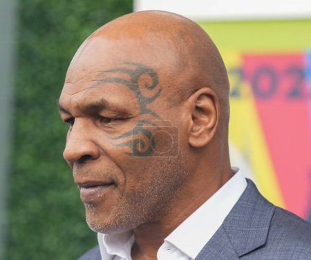 Photo for NEW YORK - AUGUST 28, 2023: Former boxing champion Mike Tyson on the blue carpet before 2023 US Open opening night ceremony at USTA National Tennis Center in New York - Royalty Free Image