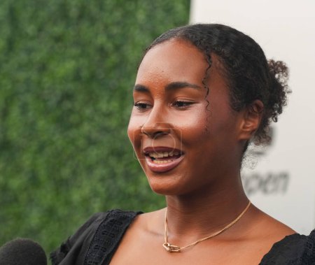 Photo for NEW YORK - AUGUST 28, 2023: Mike Tyson's Daughter Milan Tyson on the blue carpet before 2023 US Open opening night ceremony at USTA National Tennis Center in New York - Royalty Free Image