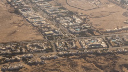 Sharm El Sheikh, Ägypten. Stadtstraßen aus der Vogelperspektive. Luftbildaufnahme. 
