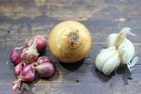 Photo for Whole onion bulb on white background. Onion set. - Royalty Free Image