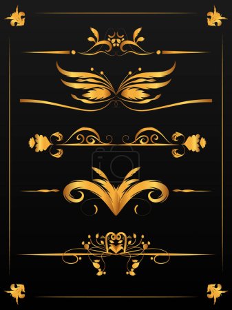 Illustration for Gold vintage borders and dividers - Royalty Free Image