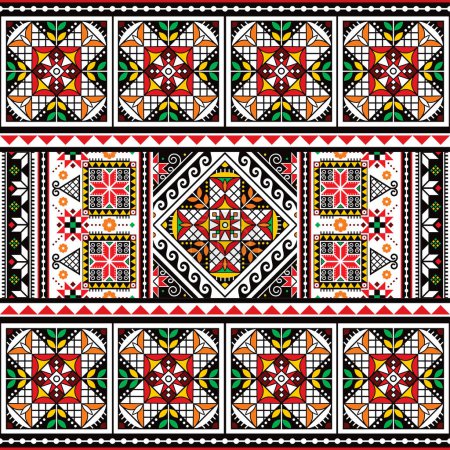 Illustration for Ukrainian Pysanky vector seamless folk art pattern - Hutsul Easter eggs traditional geometric design - Royalty Free Image