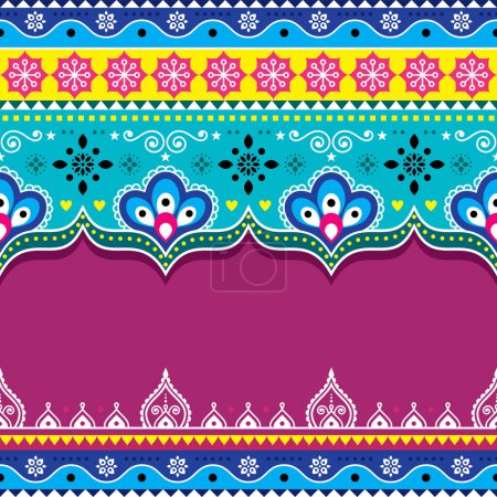 Illustration for Pakistani and Indian seamless template vector patern with  flowers and empty space for text, Diwali decoration - Royalty Free Image