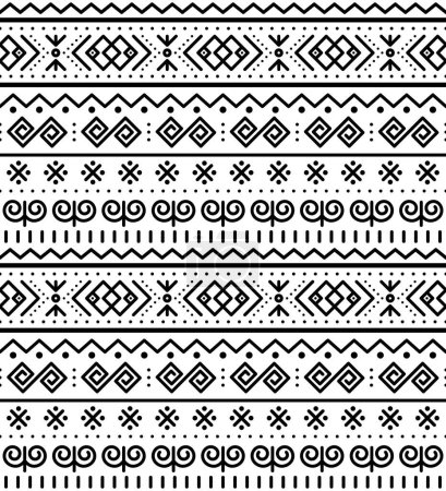 Illustration for Slovak tribal folk art vector seamless geometric pattern inspired by traditional painted houses from village Cicmany in Zilina region, Slovakia - Royalty Free Image