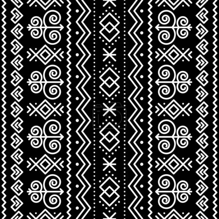 Illustration for Slovak tribal folk art vector seamless geometric pattern with geometric motif- vertical deisgn inspired by traditional painted art from village Cicmany in Zilina region, Slovakia - Royalty Free Image