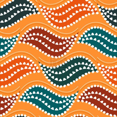 Ilustración de Cera africana Ankara vector patrón sin costuras, tela de impresión Java o diseño textil con motivo geométrico - Imagen libre de derechos