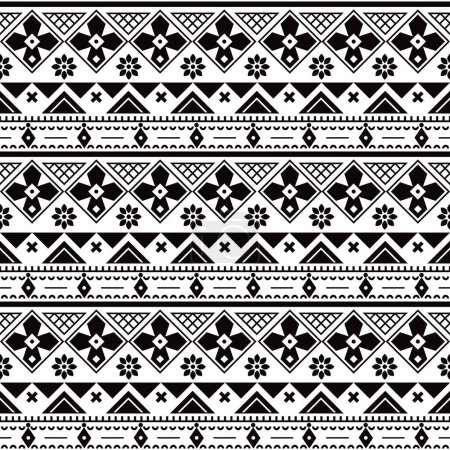 Illustration for Ukrainian Hutsul Pysanky vector seamless pattern stars and geometric shapes, folk art Easter eggs repetitive design in black and white - Royalty Free Image