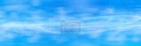 Téléchargez les photos : Vue panoramique d'un fond bleu avec des lignes sinueuses rougeoyantes. Grand flou provoquant un effet photographique de brouillard et de vent. - en image libre de droit