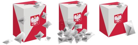 Illustration for The cube painted white and red is used as an election ballot box. - Royalty Free Image
