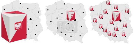Téléchargez les illustrations : Carte et urne polonaises en couleurs nationales officielles, c'est-à-dire blanc et rouge. - en licence libre de droit