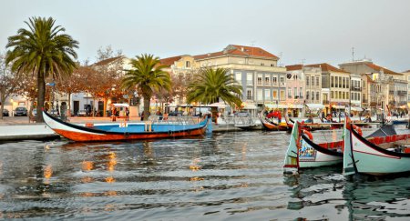 Photo for View of the main city canal in Aveiro with traditional boats, Portugal - Royalty Free Image