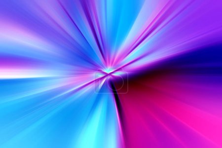 Foto de Superficie difuminada de zoom radial abstracta en tonos azul, lila y rosa. Espectacular fondo colorido con líneas radiales, divergentes, convergentes. - Imagen libre de derechos