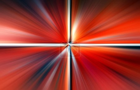 Abstract radial zoom blur surface in dark red, orange, gray tones. Bright colorful background with radial, divergent, converging lines.