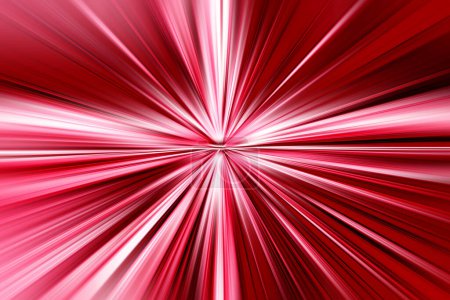 Foto de Superficie difuminada de zoom radial abstracta en tonos rojo oscuro y rosa. Fondo rojo jugoso con líneas radiales, divergentes y convergentes. - Imagen libre de derechos