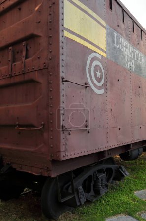 Santa Clara, Cuba-October 14, 2019: The Toma del Tren Blindado -Taking of the Armoured Train- is a national monument, memorial park and museum of the Revolution created by the sculptor Jose Delarra.