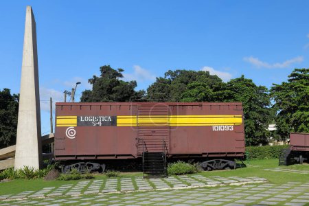 Santa Clara, Kuba - 14. Oktober 2019: Der Toma del Tren Blindado - Die Entnahme des Panzerzuges - ist ein Nationaldenkmal, Gedenkpark und Museum der Revolution, geschaffen vom Bildhauer Jose Delarra.
