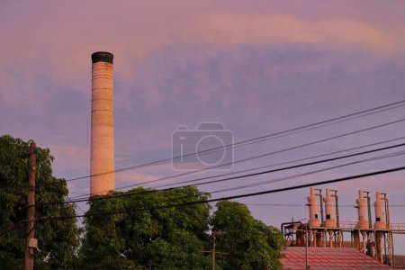 Niquero, Cuba-October 16, 2019: Chimney of the Central Niquero, nationalized and renamed Roberto Ramirez Delgado Central, sugarmill in use since 1860 that after many avatars has survived to this day.