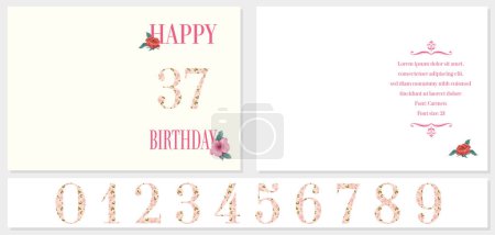 Illustration for Birthday card. Floral vector illustration. Glamour style background. - Royalty Free Image