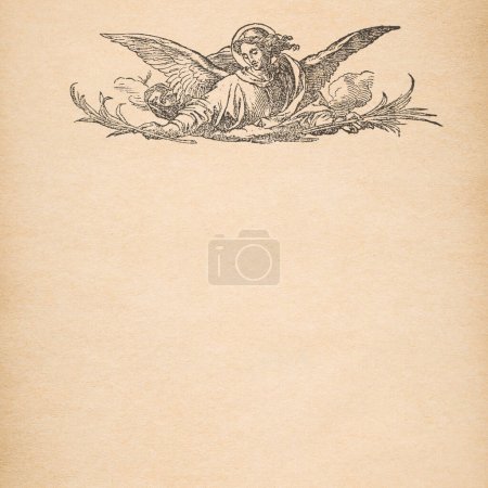 Foto de Ángel. Religión. Fe. Cristianismo. Fondo de textura de papel antiguo vintage - Imagen libre de derechos
