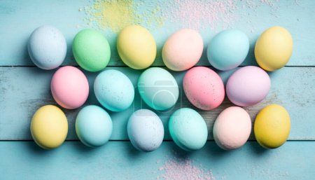 Téléchargez les photos : Fond de Pâques. Oeufs de Pâques de couleur pastel. Joyeux décoration de Pâques - en image libre de droit