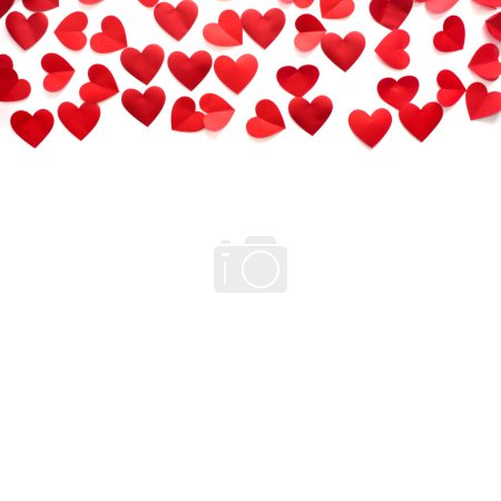 Téléchargez les photos : Coeurs de papier rouge frontière. Valentines fond de fête - en image libre de droit