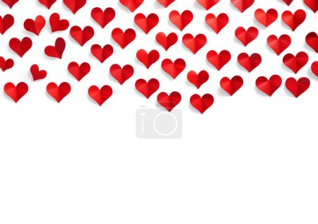 Téléchargez les photos : Fond Saint-Valentin. Coeurs en papier rouge avec ombre originale sur blanc - en image libre de droit