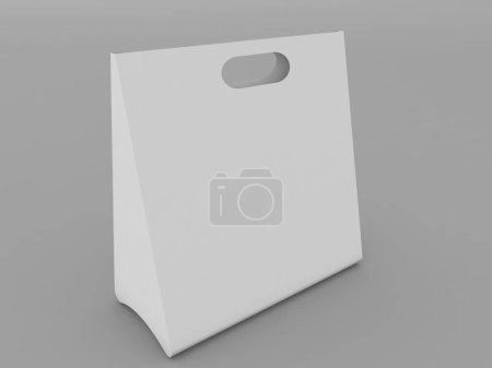 Téléchargez les photos : Paper bag mockup on a gray background. 3d render illustration. - en image libre de droit