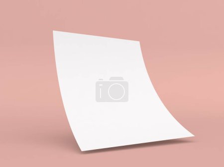 Téléchargez les photos : Curved sheet of A4 paper on a red background. 3d render illustration. - en image libre de droit
