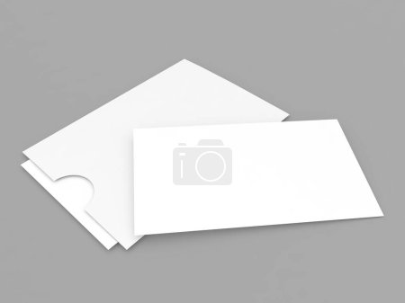 Téléchargez les photos : Business card blank mockup on grey background. 3d render illustration. - en image libre de droit