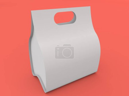Téléchargez les photos : Fast food packaging mockup on red background. 3d render illustration. - en image libre de droit