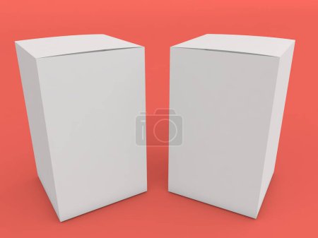 Téléchargez les photos : Two packing boxes on a red background. 3d render illustration. - en image libre de droit