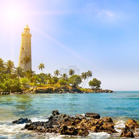 Beautiful beach and lighthouse in Sri Lanka