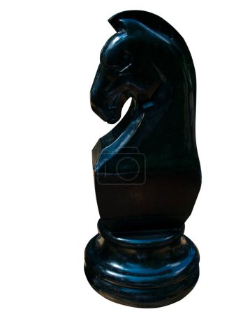 Photo for Black chess knight figure isolated on white background. Vertical photo. - Royalty Free Image