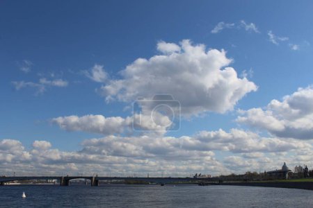 Photo for Panorama Dark sky and dramatic black cloud before the rain. rainy storm over the river. - Royalty Free Image