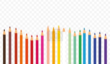 Illustration for Set of colored pencil collection, isolated vector illustration colorful pencils on transparent background. - Royalty Free Image