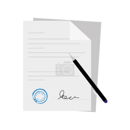 Ilustración de Pen firma un icono de arte de línea de contrato para aplicaciones comerciales y sitios web - Imagen libre de derechos