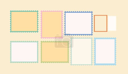 Illustration for Blank Postage Stamps frames set, stock vector. - Royalty Free Image