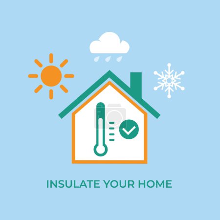 Illustration for Energy-efficient home: insulate your house and prevent heat loss - Royalty Free Image