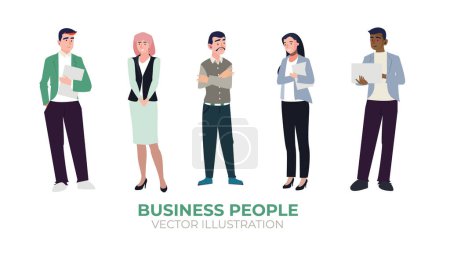 Illustration for Full-body illustration material of a business person working at a company - Royalty Free Image