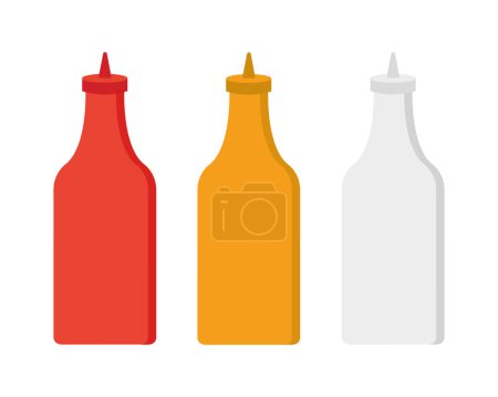 Téléchargez les illustrations : Ketchup moutarde bouteille de mayonnaise - en licence libre de droit