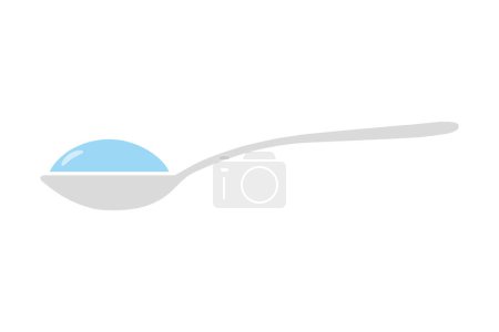 Illustration for Spoon with sugar salt icon. Teaspoon side view powder for tea or coffee. - Royalty Free Image