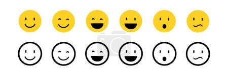 Téléchargez les illustrations : Happy smiley visage ou émoticône ligne icône de l'art pour les applications et les sites Web - en licence libre de droit