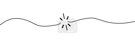 Cable wire line break icon simple graphic illustration, cord rope stroke broken black white, electric circuit thread rupture snap, torn string image clipart